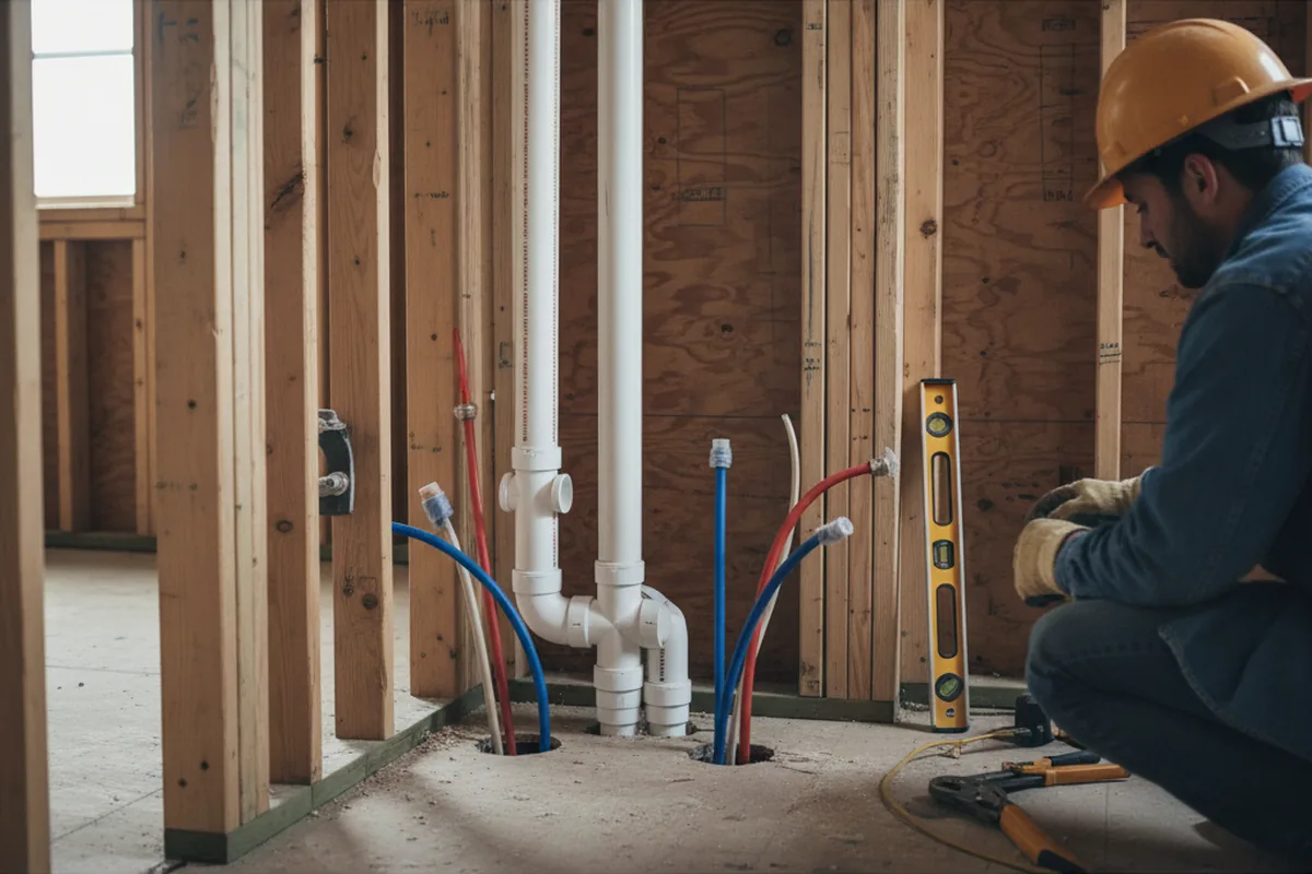 Drain and supply rough-in during Drain Cleaning in Jacksonboro