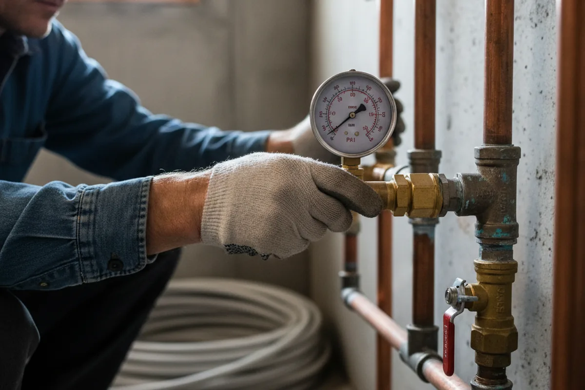 Pressure testing a repaired line during Water Line Repair in Jacksonboro
